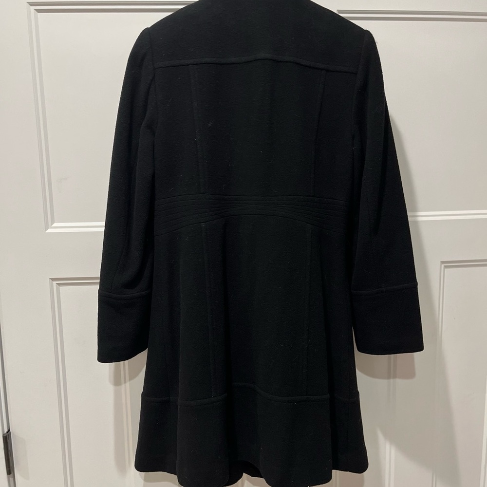 Classic Black Women's Wool Blend Trench Coat - Picture 2 of 5